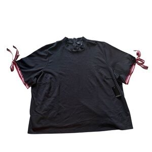 New Black Short Sleeve Eloquii Shirt with Ribbon Detail